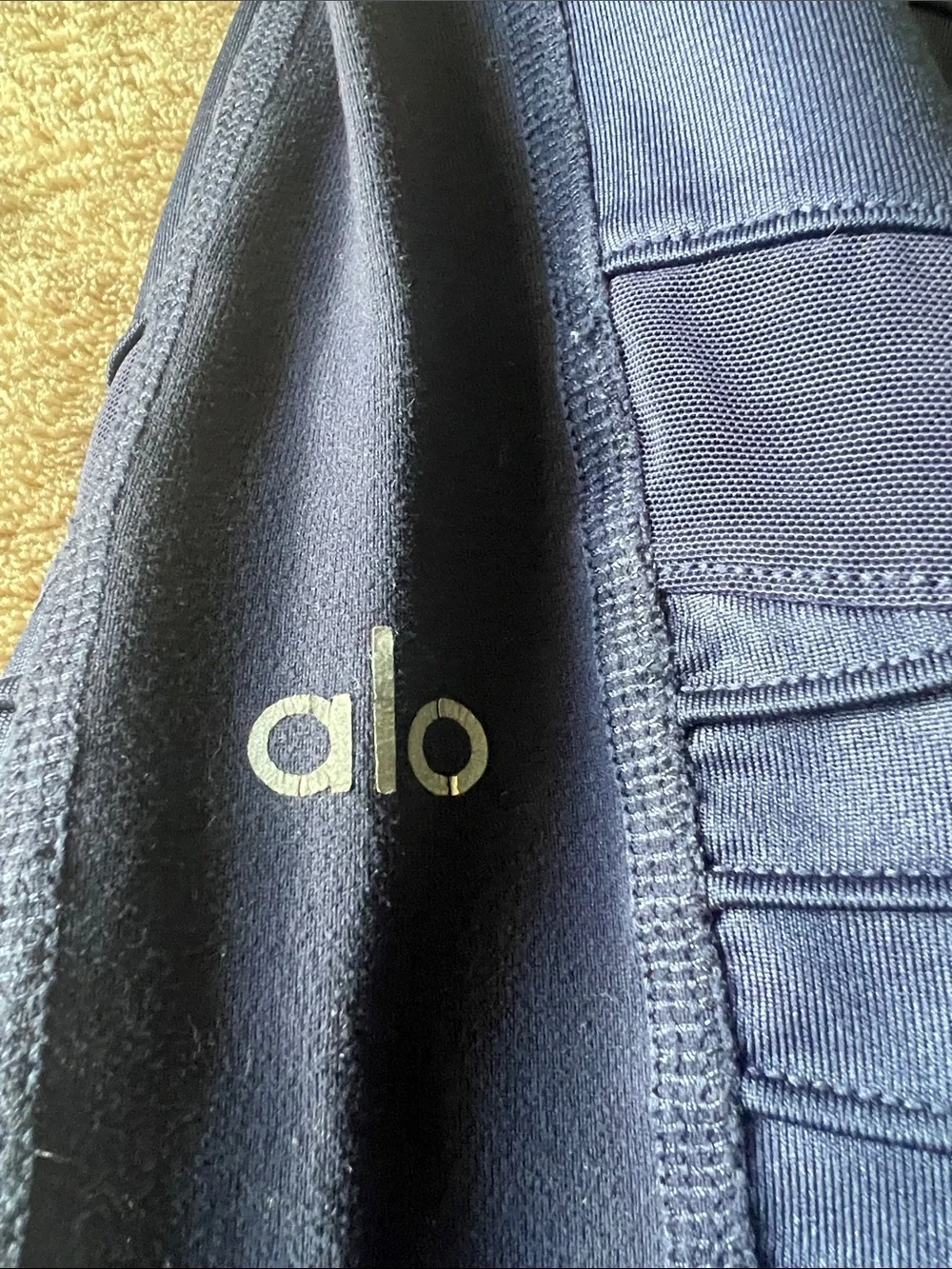 ALO Yoga Navy Ribbed Panel Performance Leggings